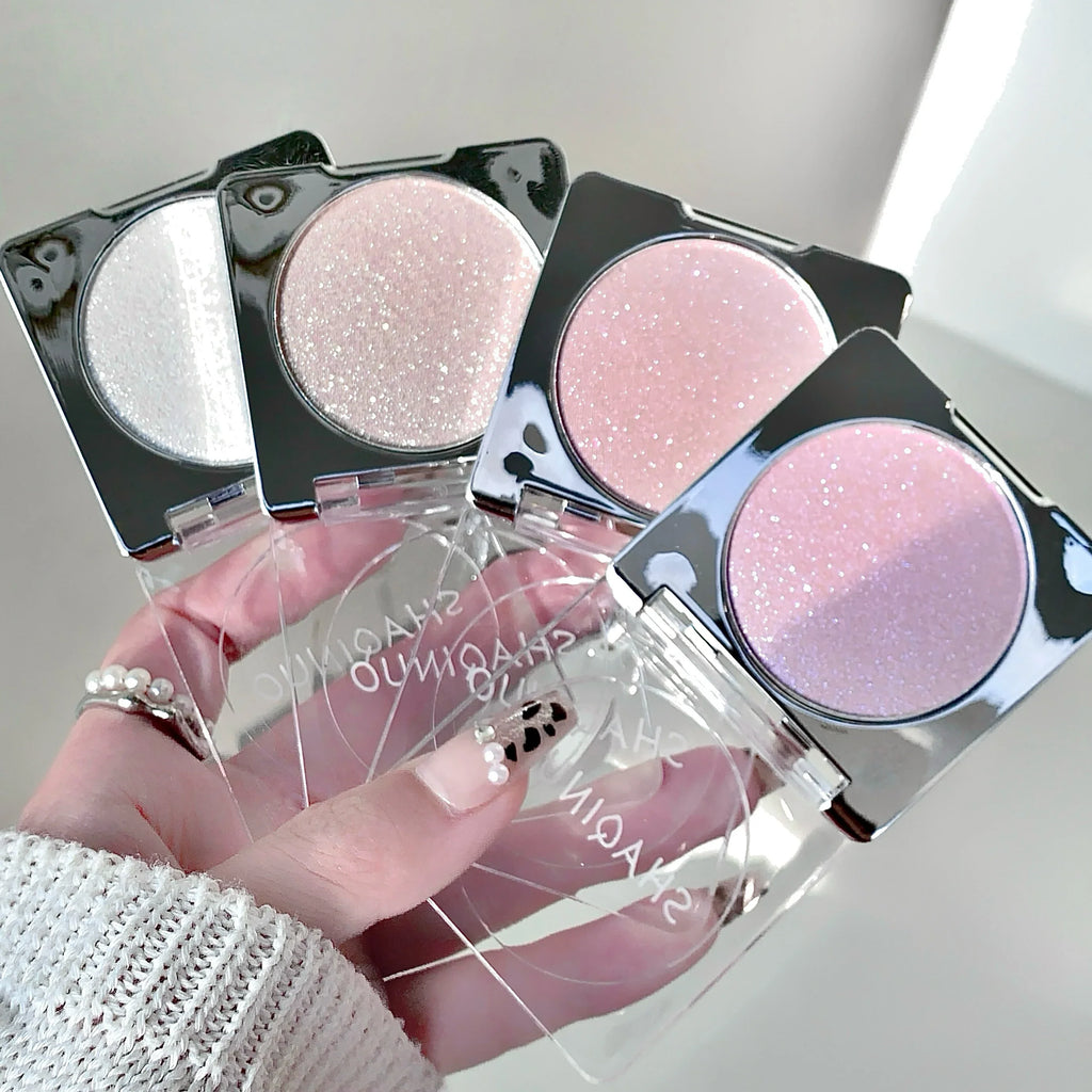 SHAQINUO Pearlescent Shimmer Highlight Powder Palette – 5 Shades Shimmer Highlighter Palette Qme