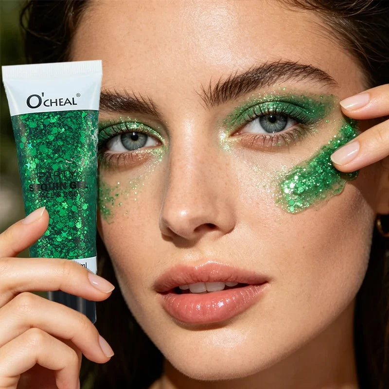 Party Sequin Gel – Waterproof Glitter Makeup for Costumes Glitter Makeup Gel Qme