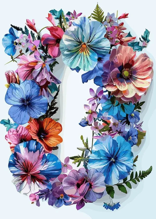 Flower Alphabet Wreath Canvas Wall Art – Modern Poster Canvas Wall Art Qst