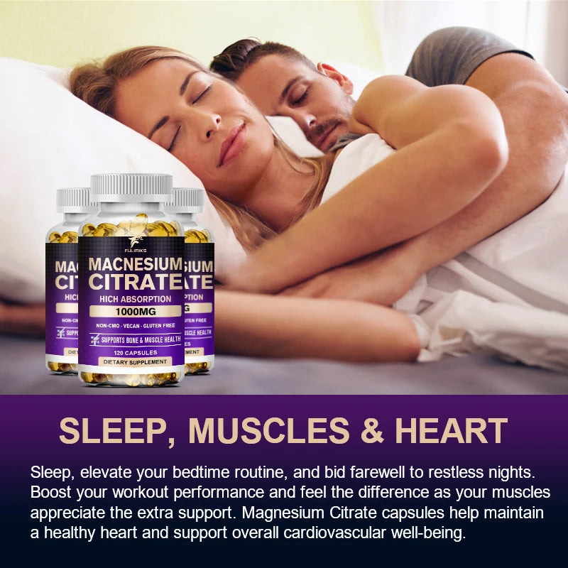 Magnesium Citrate 1000mg Capsules – Digestive Regularity Support Mineral Supplement Qst