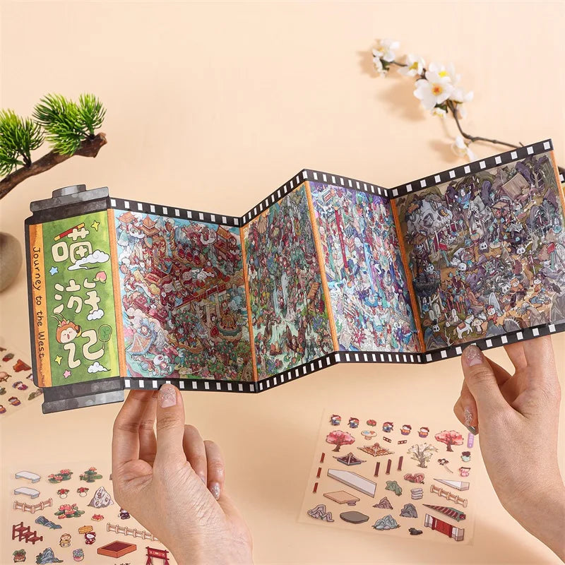 TIANZI Meow Roleplay Scroll Cat Sticker Set – 28/56 Pcs Craft Sticker Set Qme