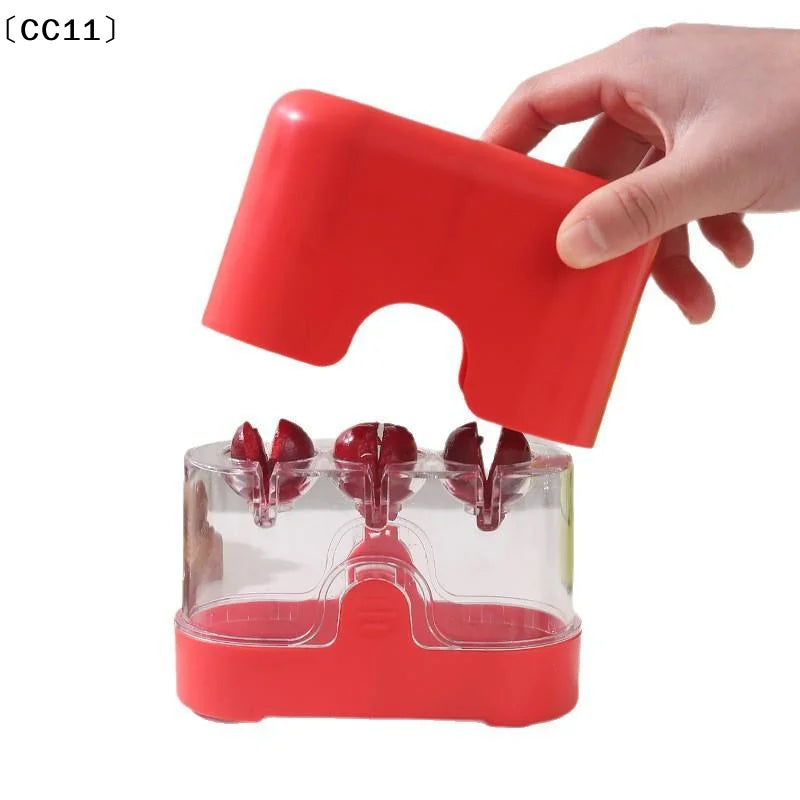 Cherry Pit Remover – 3-Slot Handheld Fruit Corer Press Cherry Pit Remover Qme
