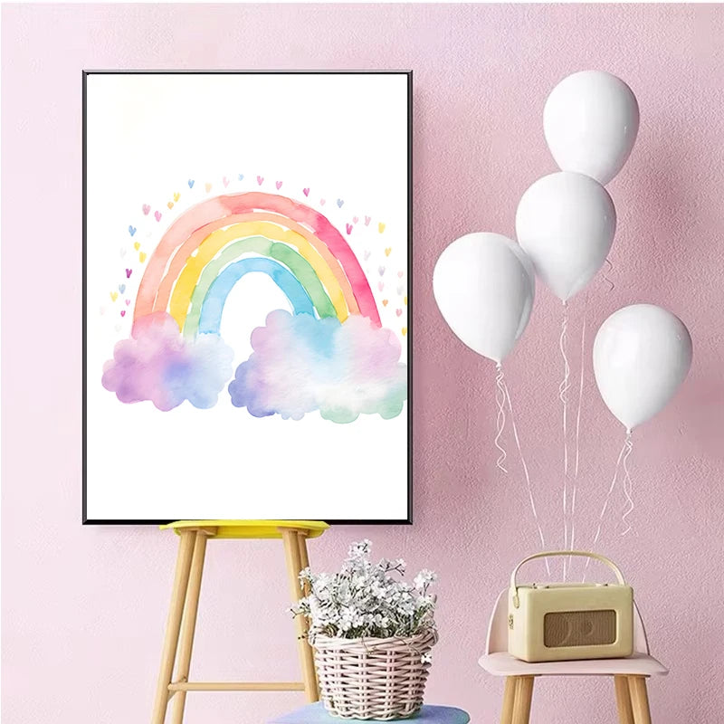 Unicorn Pastel Rainbow Canvas Wall Art – Nursery & Kids Room Canvas Wall Art Qst
