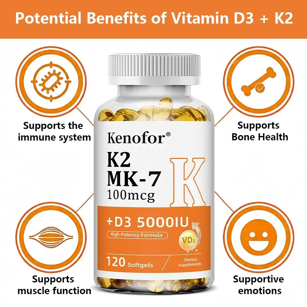 Vitamin D3 & K2 Supplement – Bone, Heart & Immune Support Vitamin Supplement Qst
