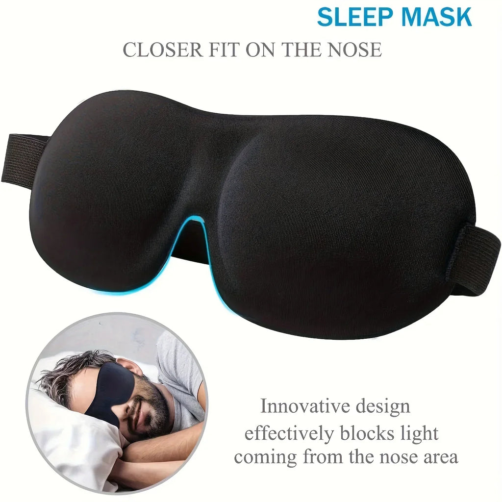 3D Sleep Eye Mask – Soft Padded Blackout Shade Cover Sleep Eye Mask Qme