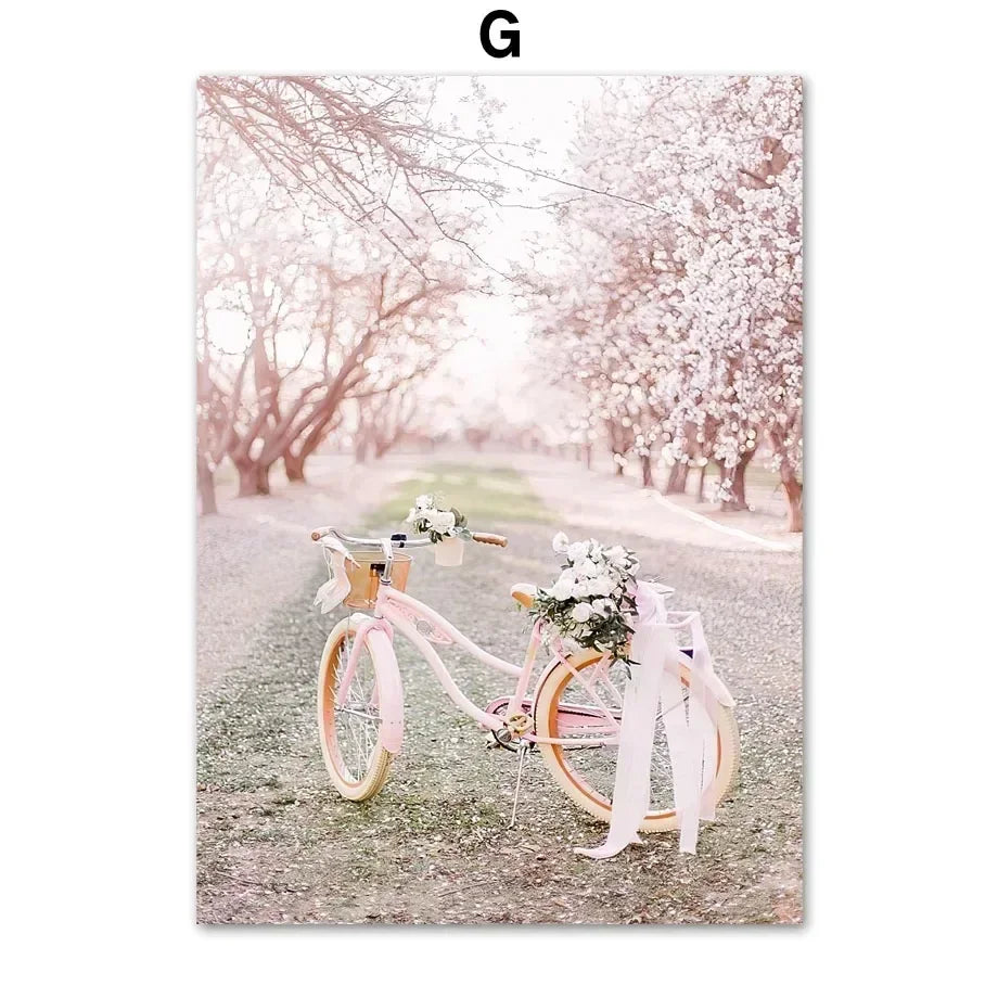 Floral Canvas Wall Art – Sakura Rose Tulip Nordic Poster Print Canvas Wall Art Qst 7 40x60cm Unframed