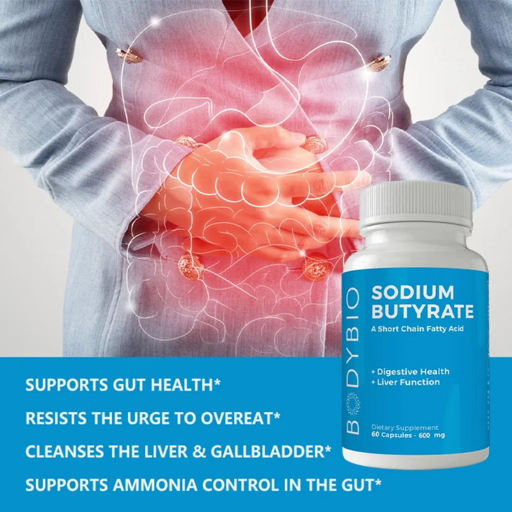 STRESSXCEL Sodium Butyrate Capsules – 120ct Gut Support Digestive Supplement Qst