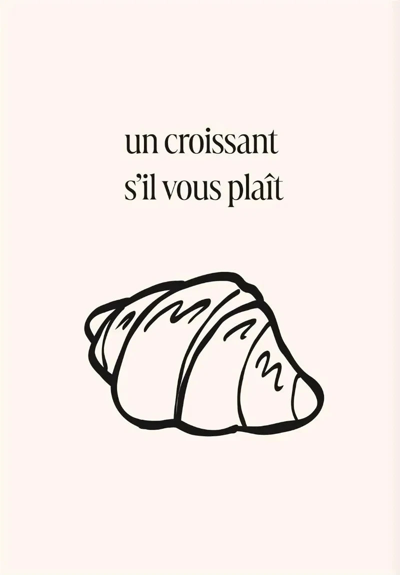 Retro Coffee Kitchen Canvas Wall Art – Mug & Croissant Poster Canvas Wall Art Qst