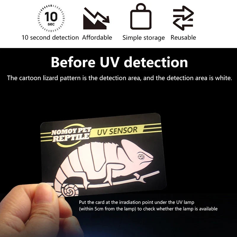 Reptile UVB Test Card – UV Lamp Bulb Strength Tester for Pets Reptile UVB Tester Qme
