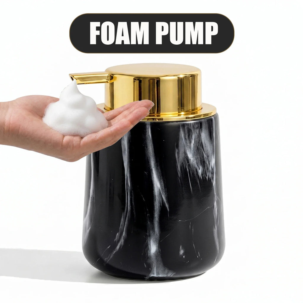 Marble Foaming Soap Dispenser – Refillable 250ml Pump Foaming Soap Dispenser Qme gold