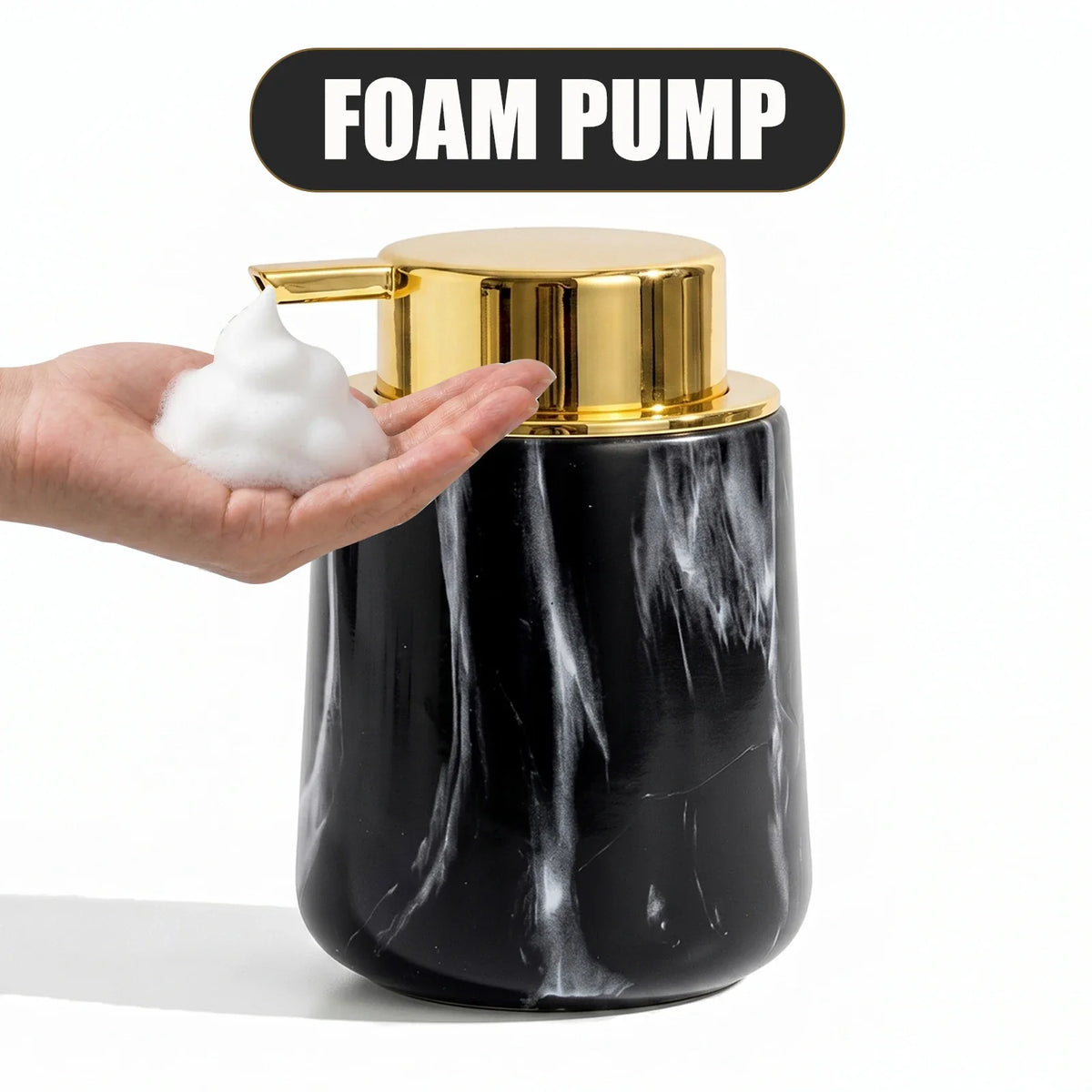 Marble Foaming Soap Dispenser – Refillable 250ml Pump Foaming Soap Dispenser Qme gold