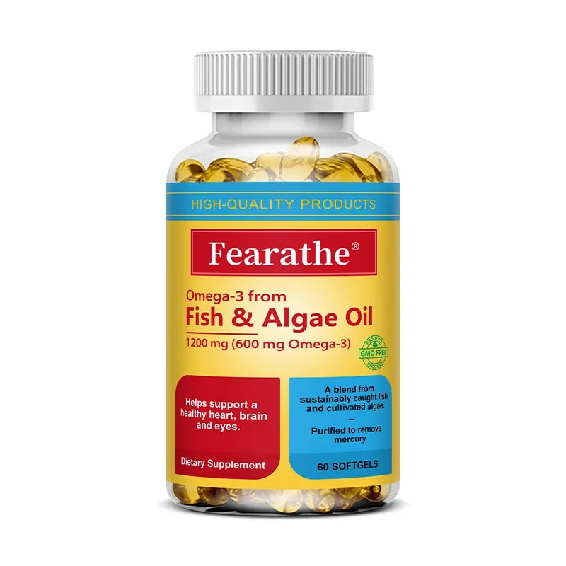 Omega-3 Softgels | Fish Oil & Algae Oil EPA DHA Supplement Omega-3 Supplement Qst 60 count 5 bottle