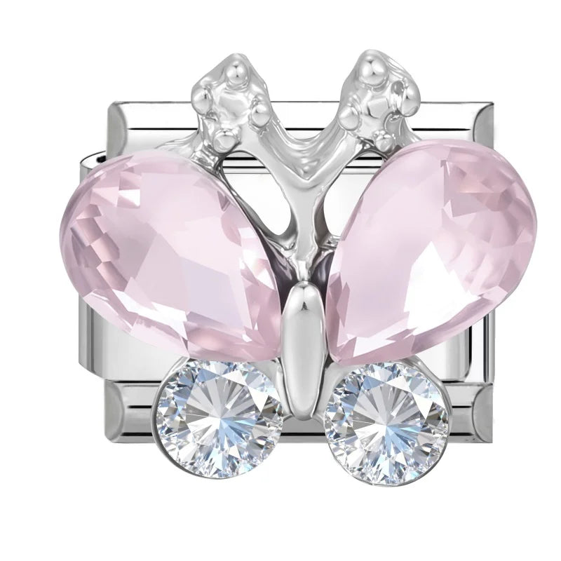 Zircon Italian Charm Links – Bow Knot Floral Heart Butterfly Italian Charm Links Qme Style 22