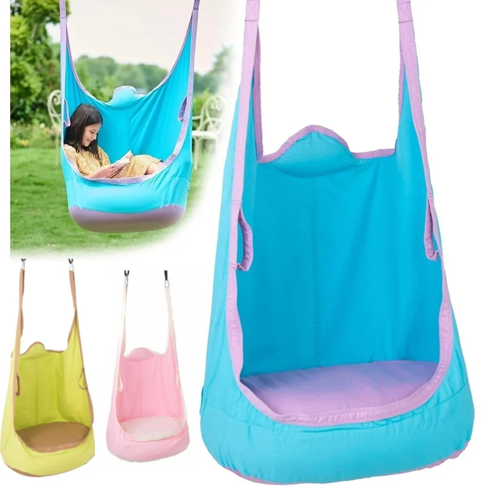 Kids Pod Swing Seat | Cotton Hammock Chair Indoor & Outdoor Kids Hammock Swing Qme