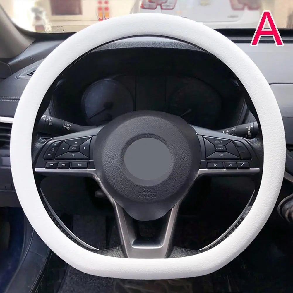 Silicone Steering Wheel Cover – Non-Slip & Sweat-Absorbent Steering Wheel Cover Qme WHITE