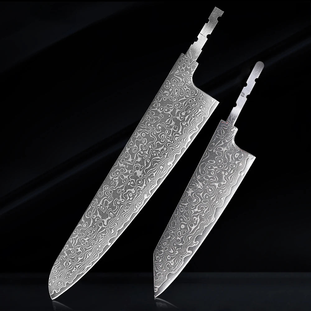 TURWHO Damascus Blank Blade Chef Knife Set – AUS-10, 67 Layer DIY Blank Knife Blade Qst 2PCS-1