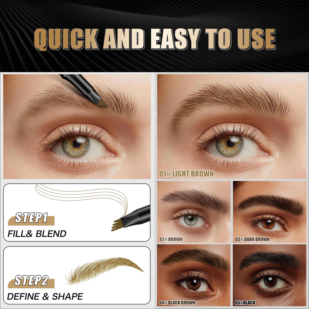 4-Point Liquid Eyebrow Pen – 5 Colors, Waterproof Brow Pencil Liquid Eyebrow Pen Qme