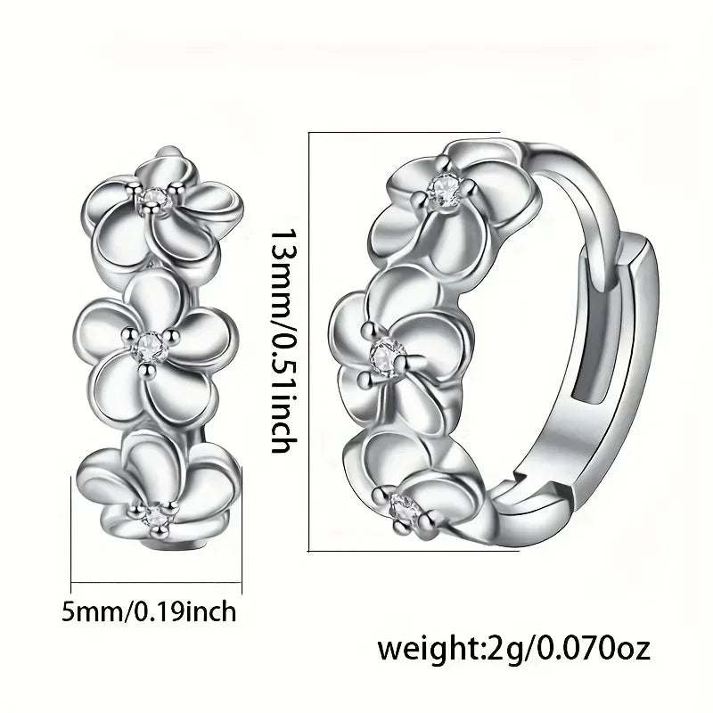 925 Sterling Silver Camellia Hoop Earrings – Women & Girls Hoop Earrings Qme