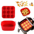 Square Silicone Air Fryer Liners & Cupcake Molds – 2-Pack Silicone Baking Molds Qme Red