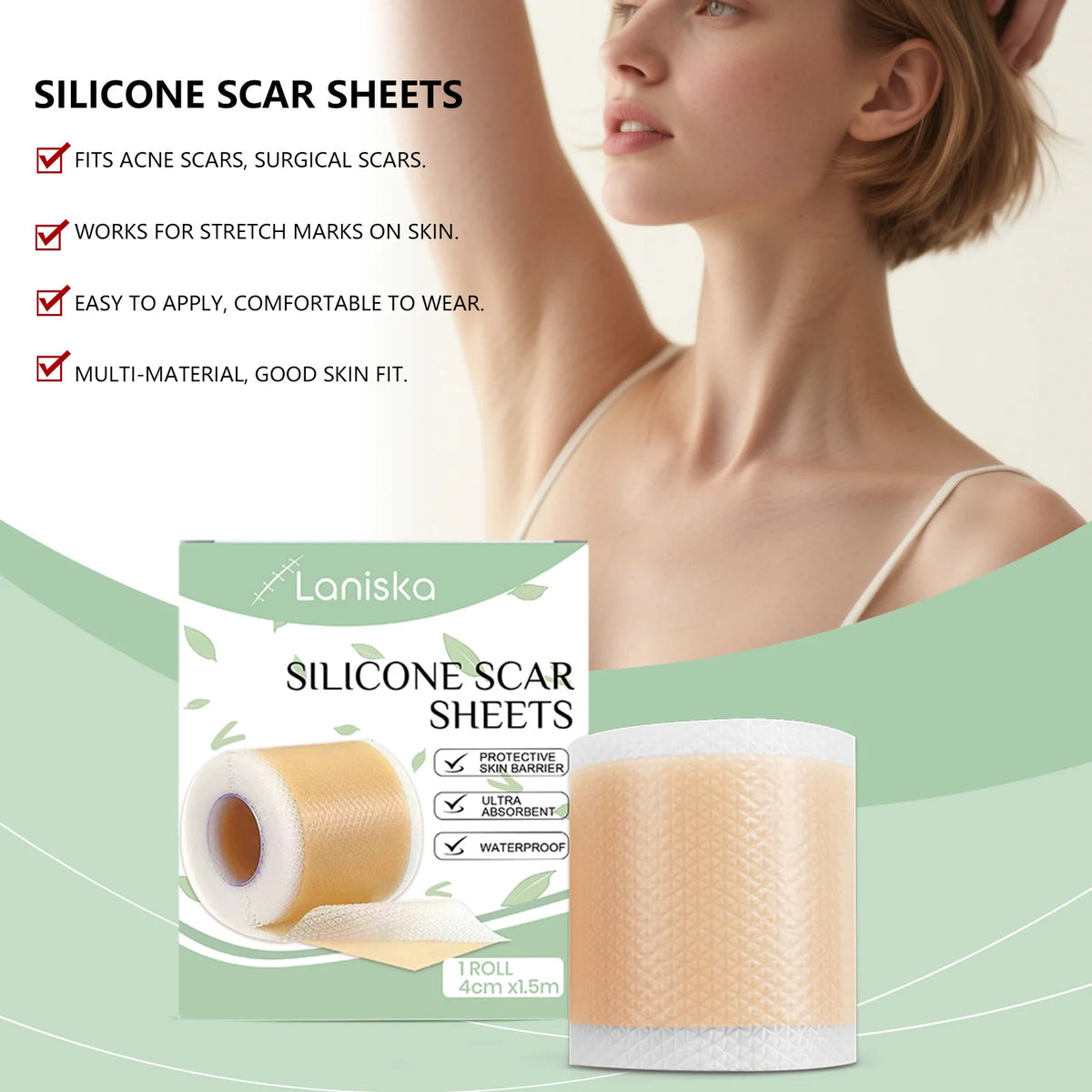 Silicone Scar Strip 4cm×1.5m – Self-Adhesive Gel Tape | Laniska Silicone Scar Strip Qst