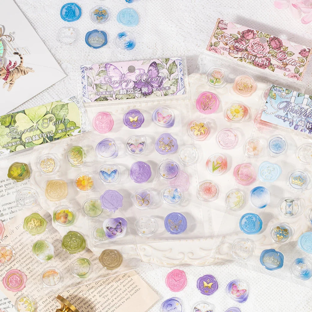 Floral Wax Seal Epoxy Stickers | DIY Scrapbook Craft Sheet Craft Sticker Sheet Qme