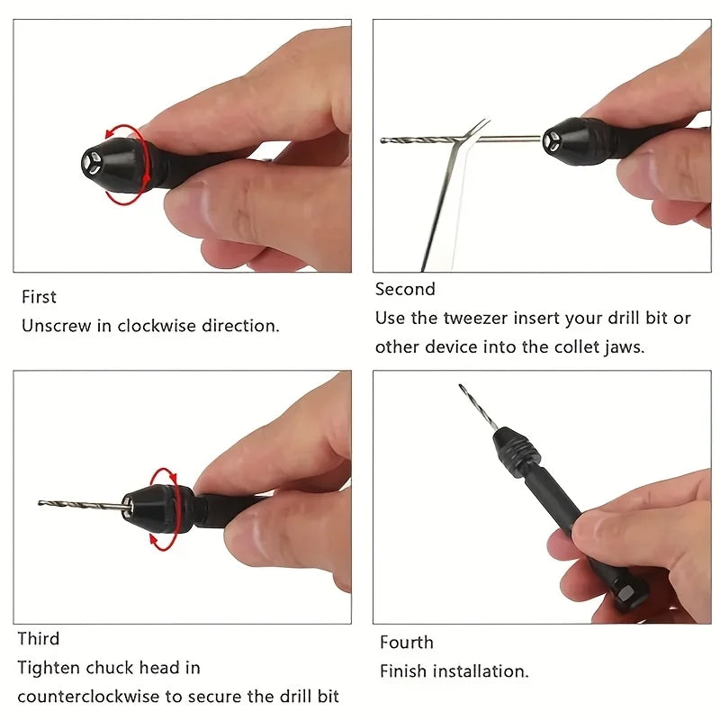 Ergonomic Aluminum Hand Drill Kit – Keyless Chuck & Alloy Bits Hand Drill Kit Qme