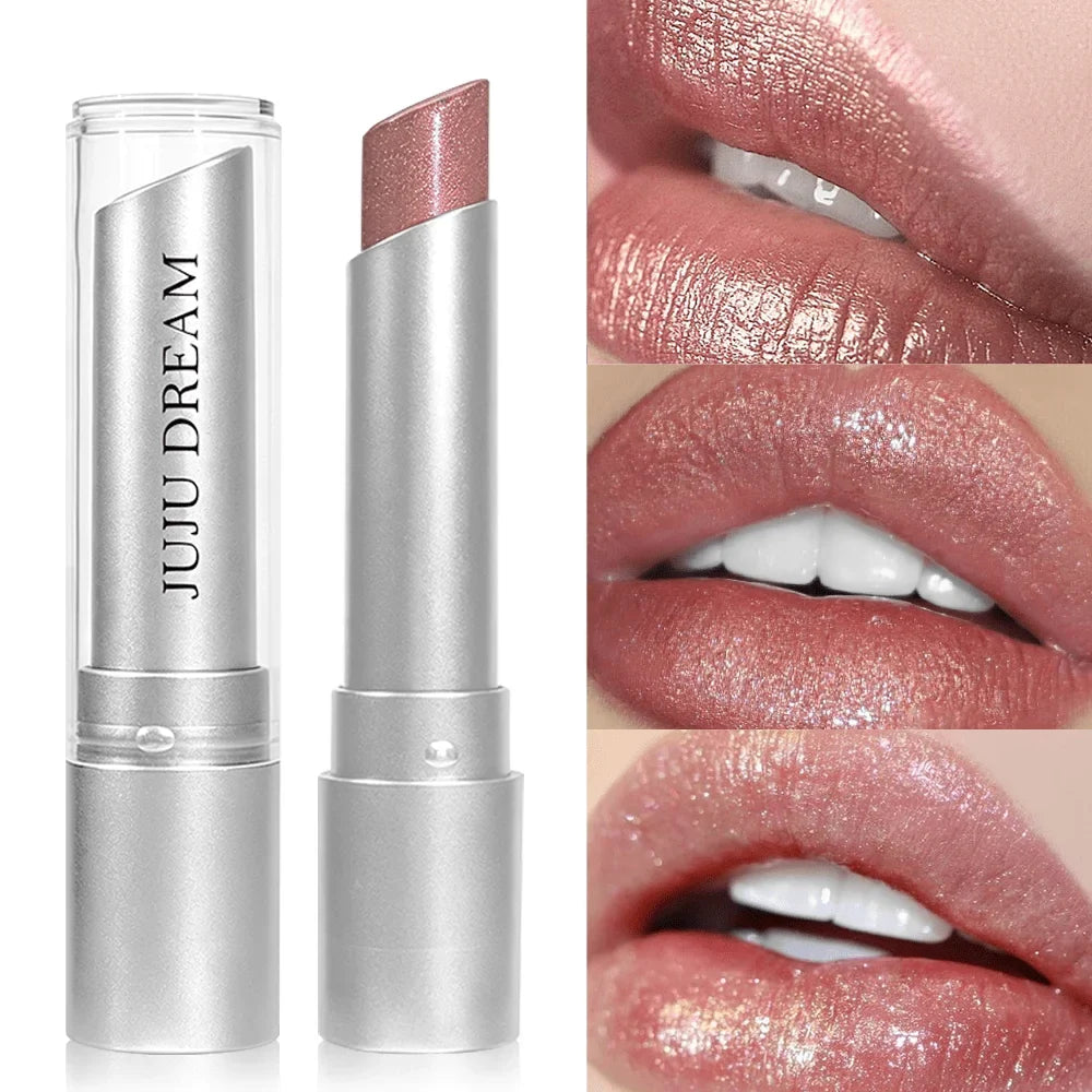 JUJU DREAM Shimmer Peach Lipstick | Pearlescent Hydrating Lip Color Shimmer Lipstick Qme 02
