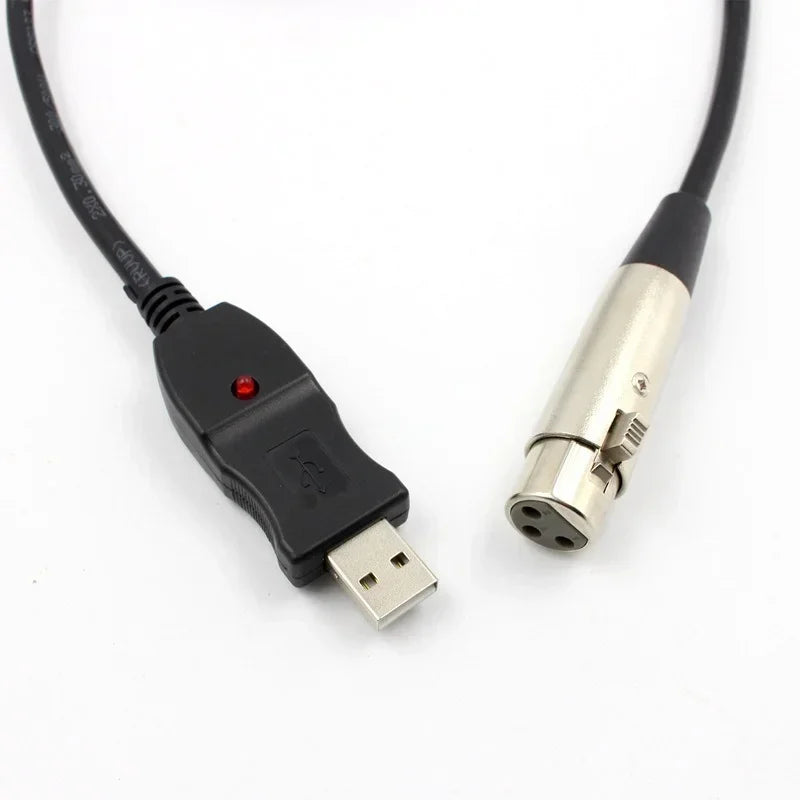 3m XLR Male to USB Microphone Cable Adapter for Laptop & Mac Microphone Cable Adapter Qme