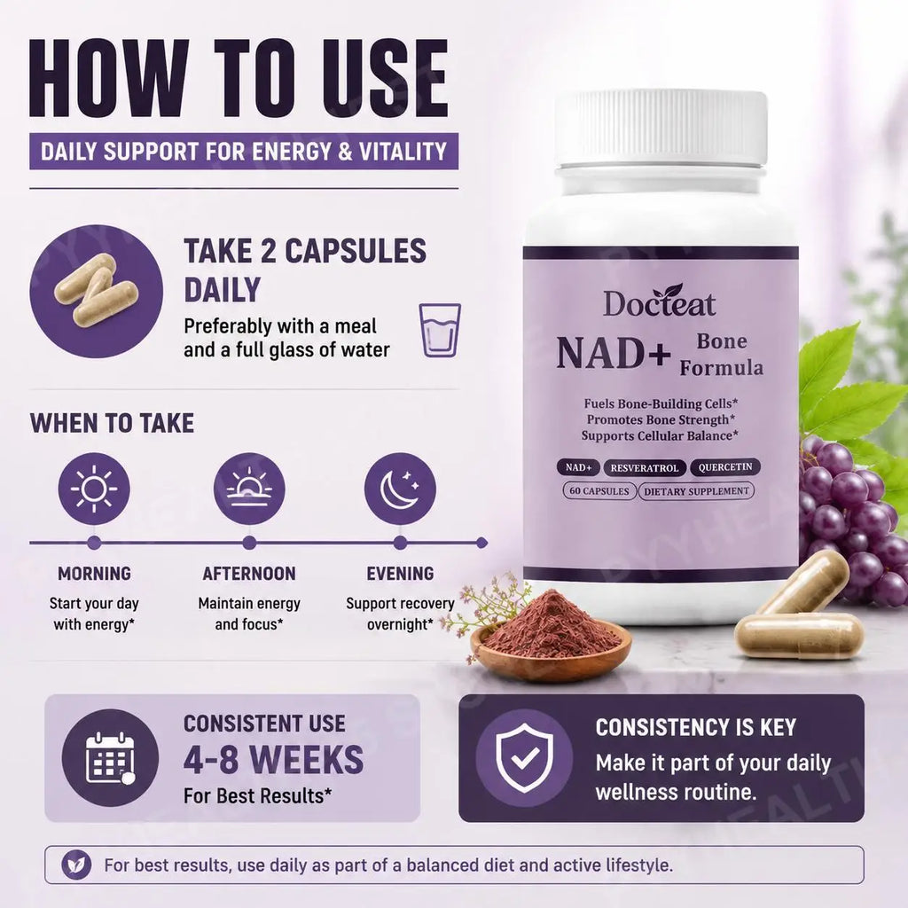 Docteat NAD+ Bone Formula 500mg – Quercetin & Resveratrol Caps Dietary Supplement Qst