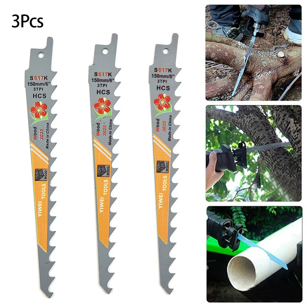 3 TPI HCS Reciprocating Saw Blades – Wood, Metal & PVC Set Reciprocating Saw Blades Qme Default Title