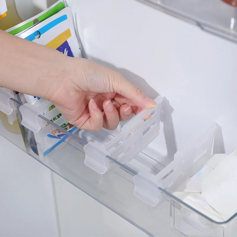 Refrigerator Side Door Telescopic Partition Organizer 4pcs Fridge Shelf Organizer Qme