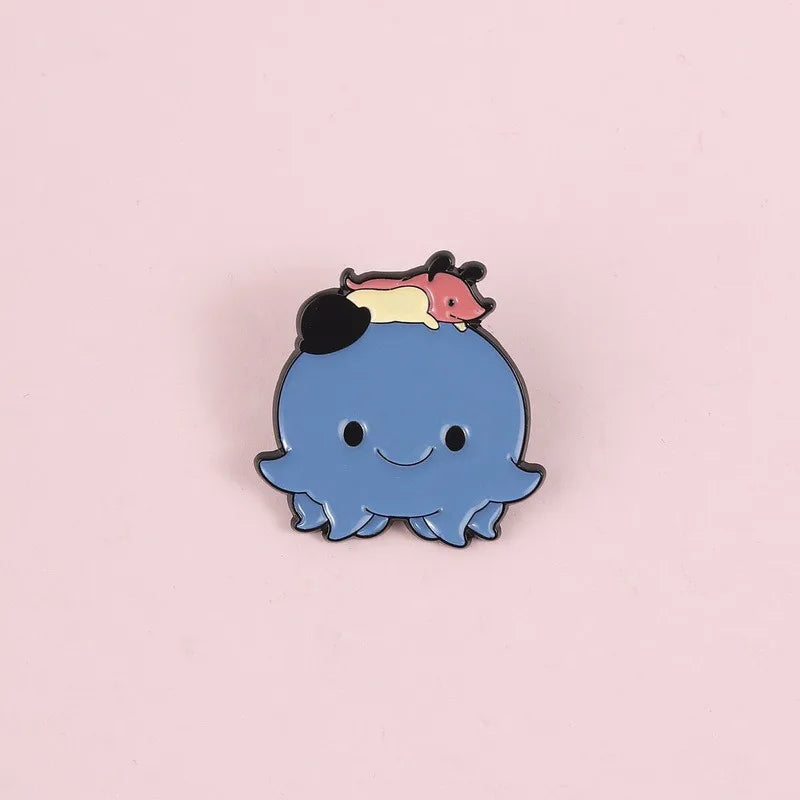 Cute Blue Monster Enamel Lapel Pin – Cartoon Badge Enamel Lapel Pin Qme