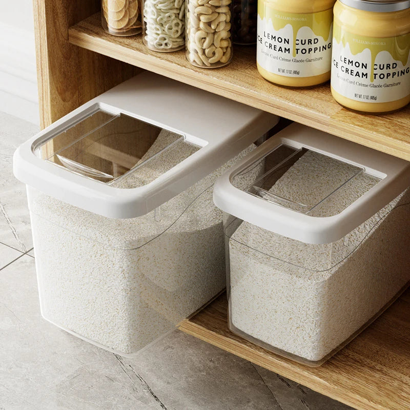 15/20 KG Airtight Rice Storage Bucket – Transparent with Lid Food Storage Container Qst