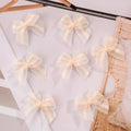Mini Satin Mesh Ribbon Bows – Multicolor Lace DIY Craft Bowknot Craft Ribbon Bows Qme Beige