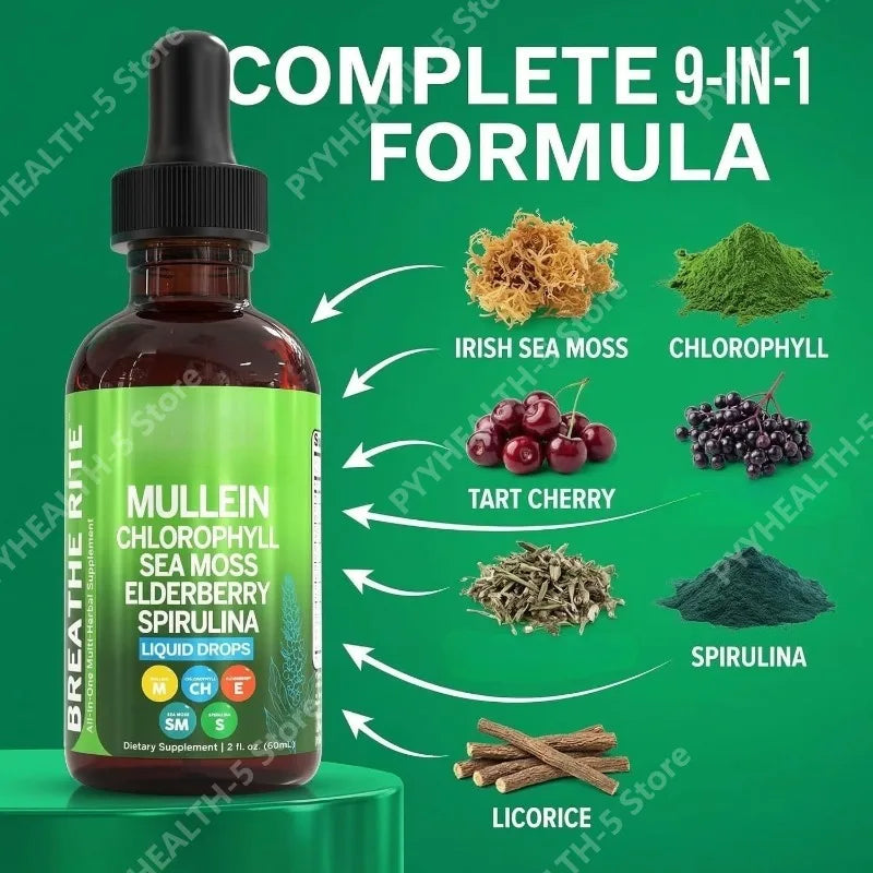 Mullein Leaf Extract Liquid Drops – Chlorophyll Supplement 2 Oz Herbal Liquid Supplement Qst