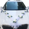 White Rose Silk Artificial Flower Wedding Car Decoration Wedding Car Decoration Qme WHITE