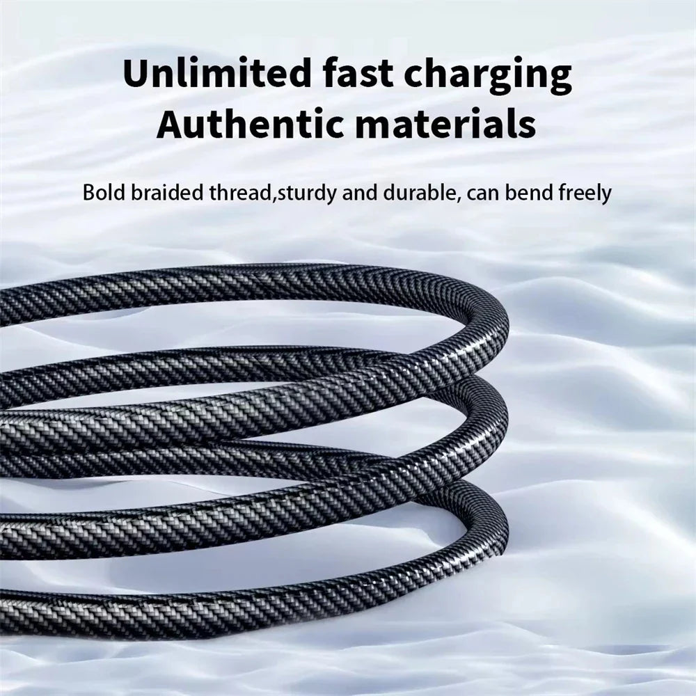 120W USB-C Fast Charge Cable | LED Display | 6A Nylon Braided USB-C Charging Cable Qme