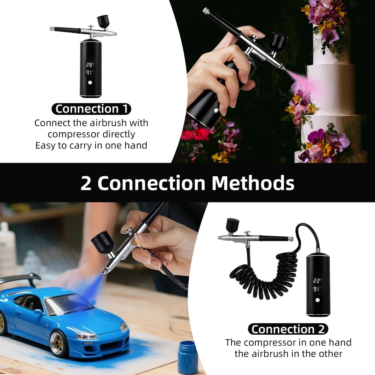 Portable Mini Airbrush Kit – Nail Art, Cake & Craft Spray Gun Portable Airbrush Kit Qst