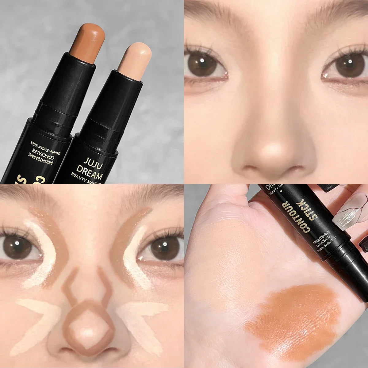 Dual-Ended Contour & Highlighter Stick – Matte Long-Lasting Contour Highlighter Stick Qme 02