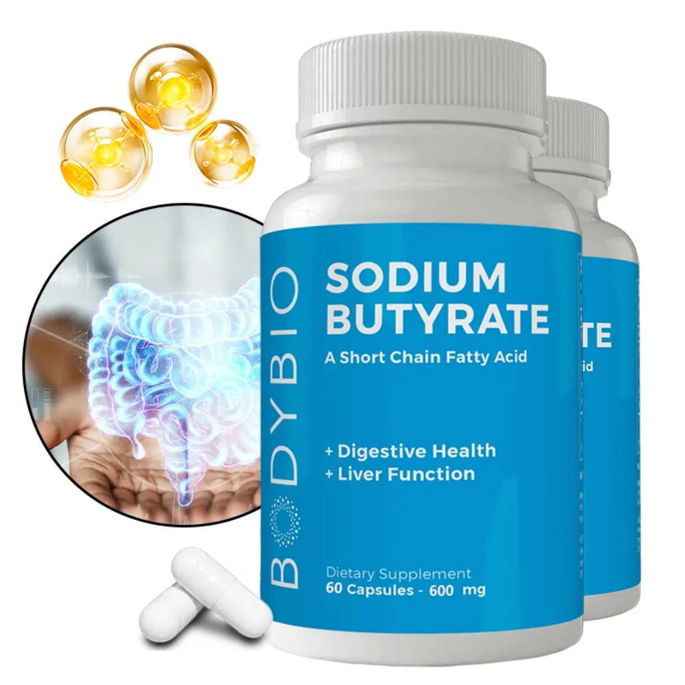 Sodium Butyrate Capsules 120ct – Gut & Digestive Health Support Digestive Supplement Qst