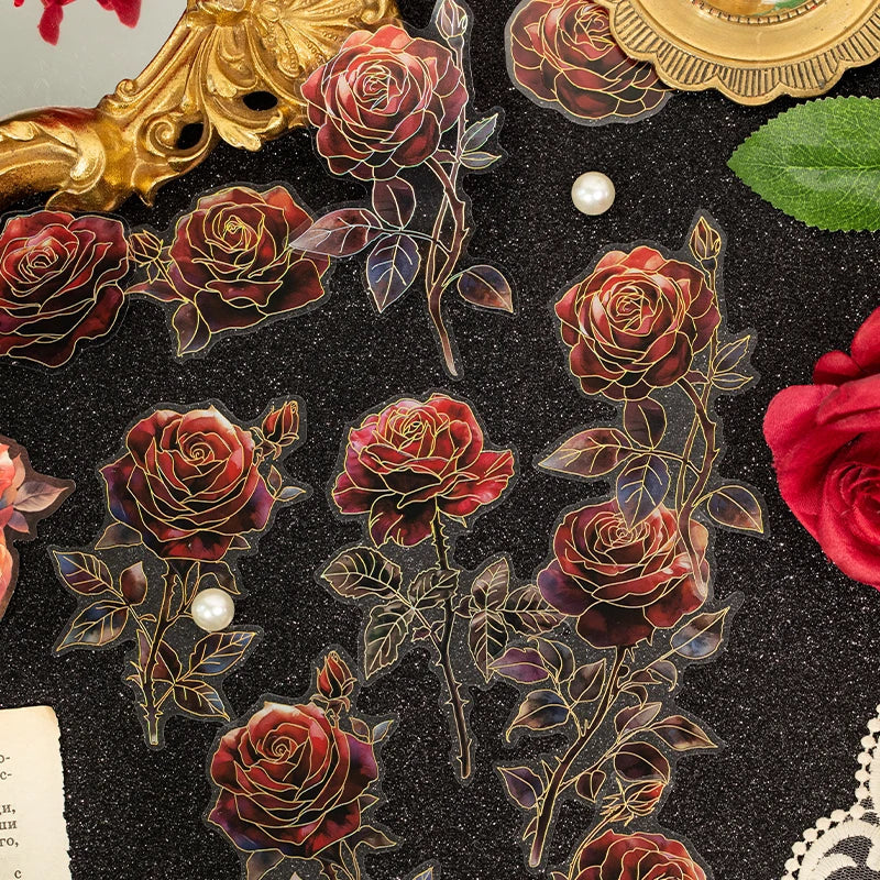 Retro Rose Sticker Sheets – Junk Journal & Scrapbook Decor Craft Sticker Sheets Qme