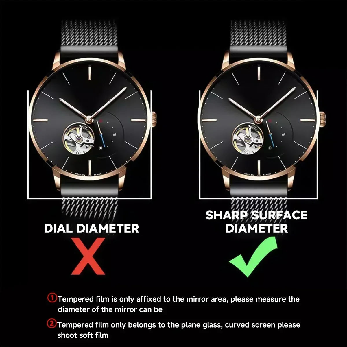 Universal Tempered Glass Smartwatch Screen Protector 26–34mm Smartwatch Screen Protector Qme