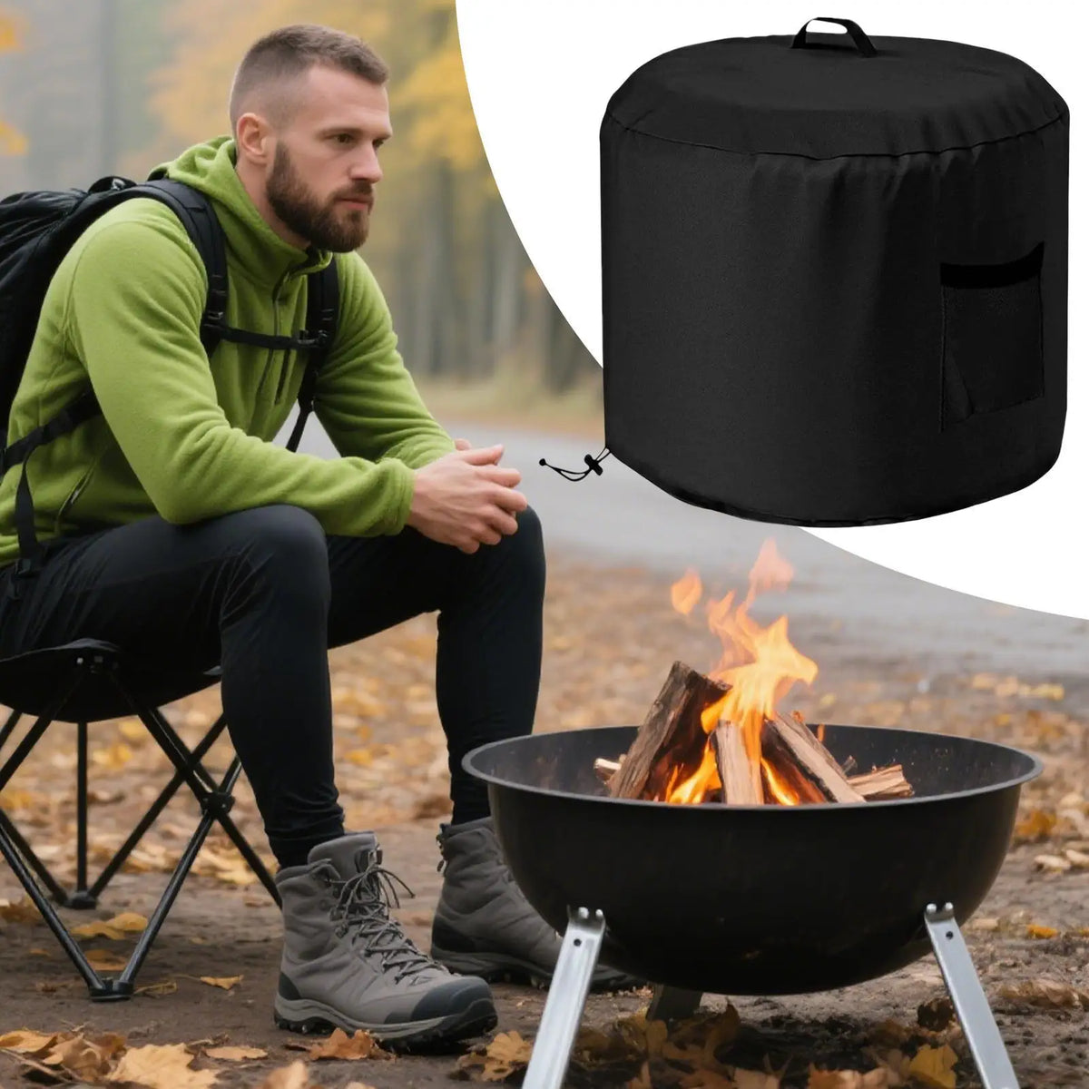 Waterproof Round Fire Pit Cover – Oxford Fabric Weather Shield Fire Pit Cover Qme