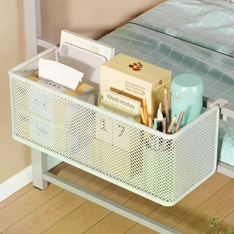 Bedside Hanging Storage Basket – Metal Space-Saving Organizer Hanging Storage Basket Qme