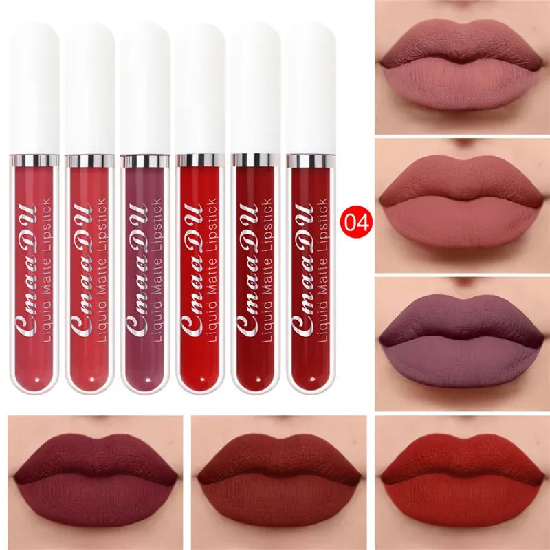 6-Color Matte Lip Gloss Set – Waterproof & Moisturizing Lipstick Matte Lip Gloss Set Qme