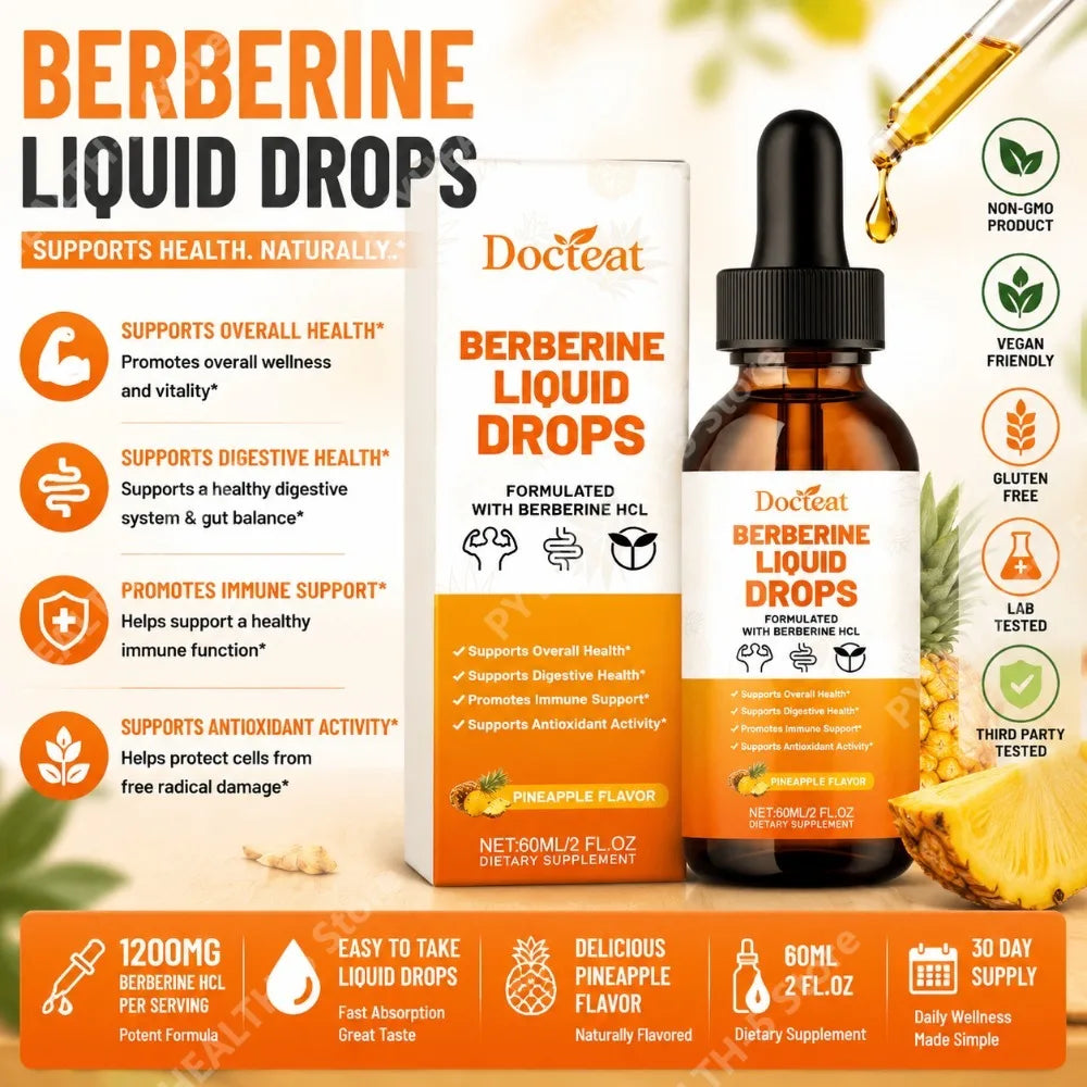 Berberine Liquid Drops – Pineapple, Green Coffee & Cinnamon Herbal Supplement Qst