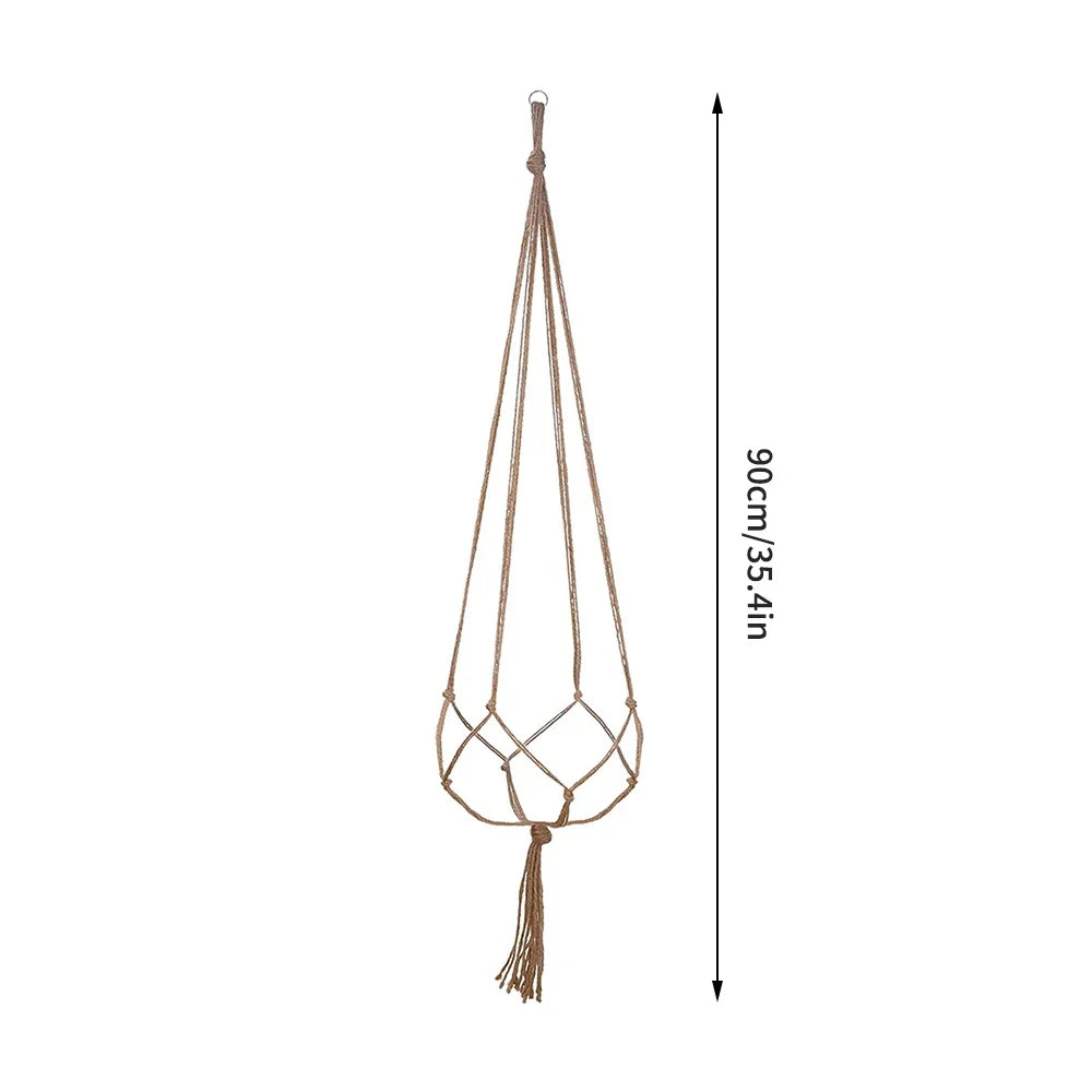 Handwoven Cotton Hemp Rope Hanging Planter Net | 3 Sizes Hanging Planter Net Qme 90cm