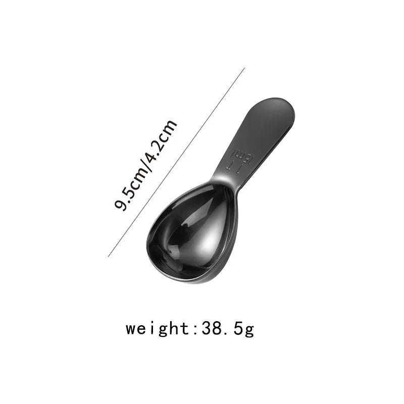 Stainless Steel Short Handle Measuring Spoon – Coffee & Baking Measuring Spoon Qme black M