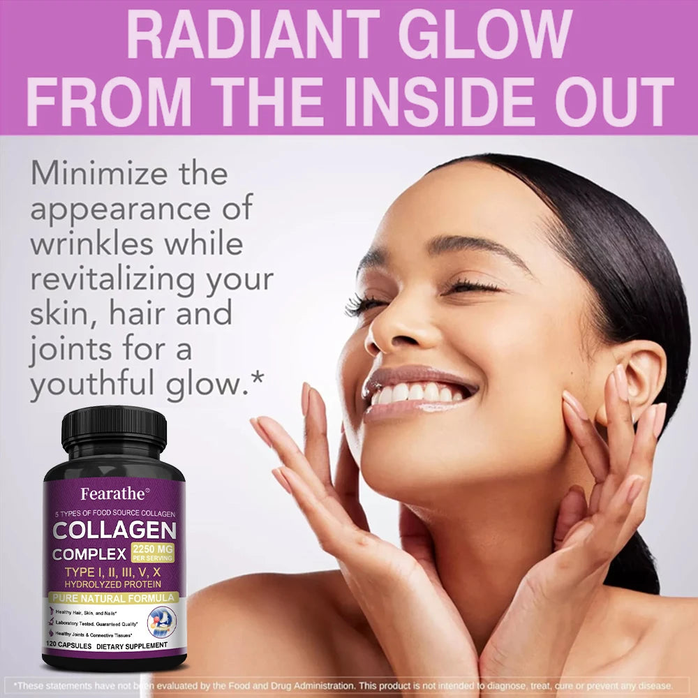 VITALXTRA Multi-Collagen Capsules – Types I II III V X Collagen Supplement Qst