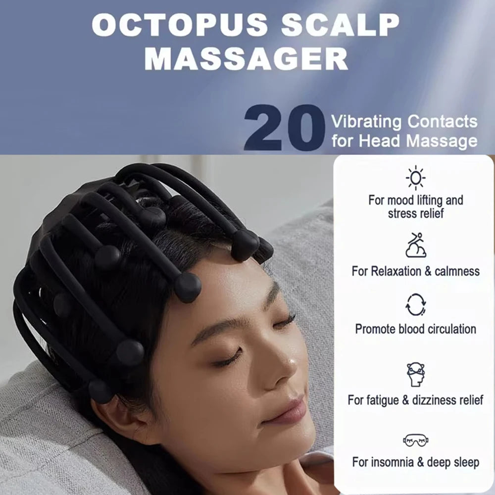 Electric Octopus Scalp Massager – 5 Modes, Red Light & Bluetooth Electric Scalp Massager Qst